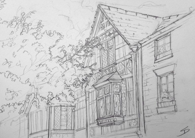 Urban Art 'Saint Alkmond's Place, Shrewsbury, UK. sketchbookexplorer.com #art #drawing #sketch #pencil #illustration #travel #architecture