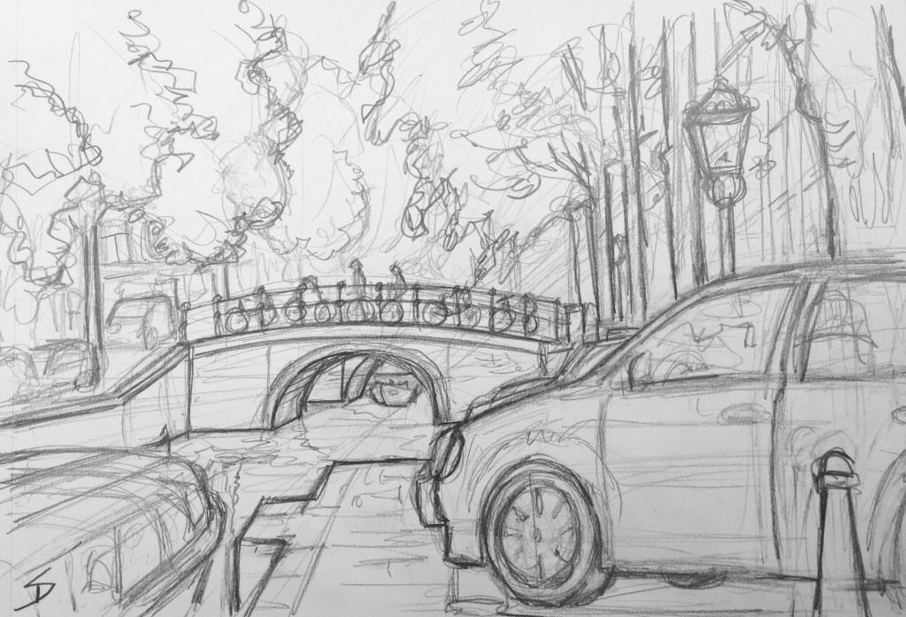 Urban Art 'Leliegracht, Amsterdam.' Near Anne Frank's house. The museum is worth a visit. sketchbookexplorer.com #art #drawing #sketch #pencil #illustration #travel #architecture