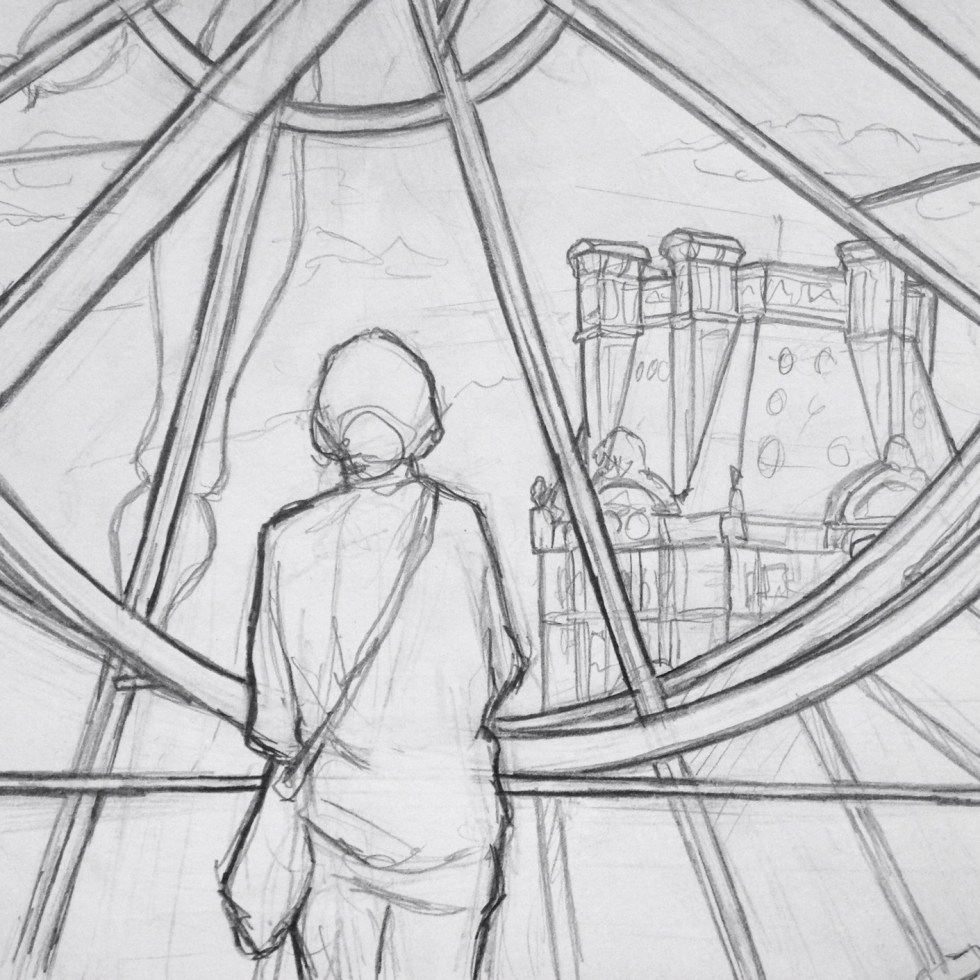 Urban Art - Paris, France. 'Musee d'Orsay.' A popular view of Paris through the glass of a giant clock face. sketchbookexplorer.com #art #drawing #sketch #pencil #illustration #travel #architecture #paris
