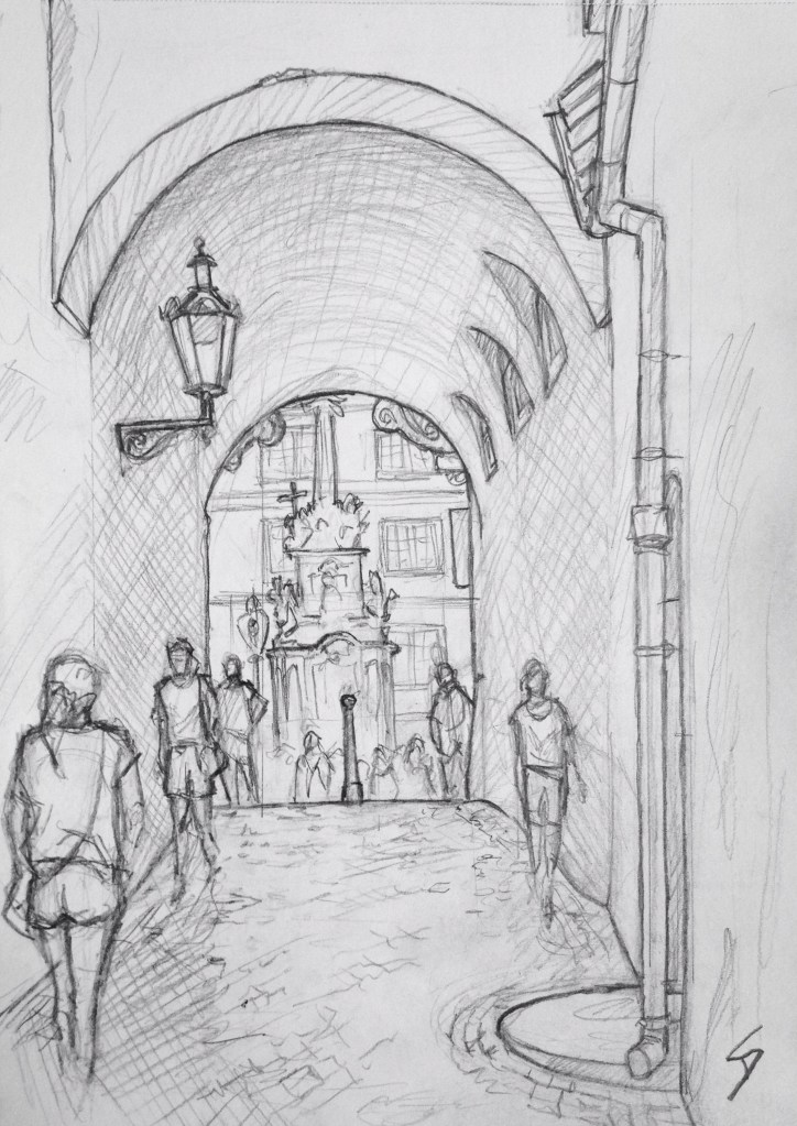 Sketch - View of Mala Strana: A beautiful passageway near the St Nicholas Church