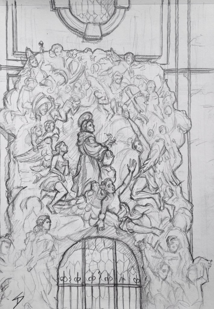 Sketch - View of Old Town: Bazilika Svatého Jakuba