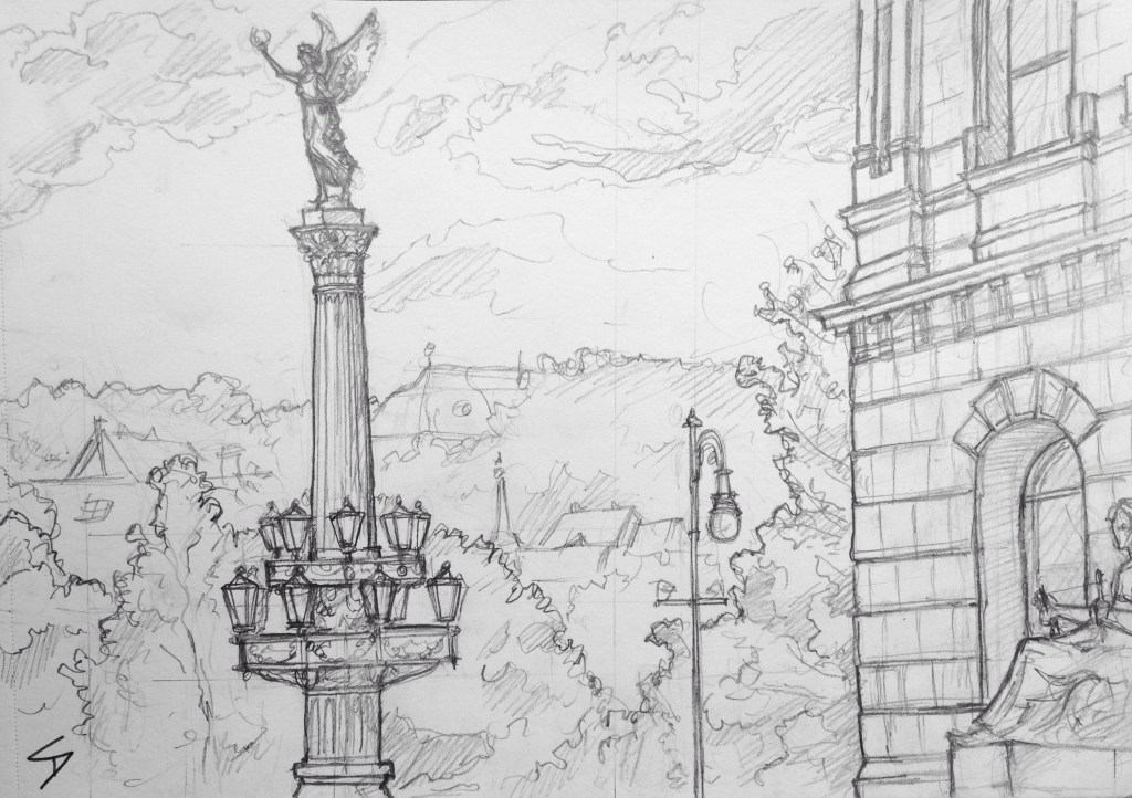 Sketch - View of Old Town: Rudolfinum, Prague