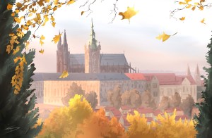 ipad Painting - 'Kinského Zahrada, Prague.' @davidasutton @sketchbookexplorer Facebook.com/davidanthonysutton #sketch #ipadart #prague #travelblog #travel #petrinhill