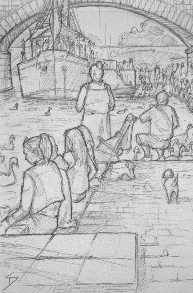 Sketch - View of Vltava: Naplavka waterfront