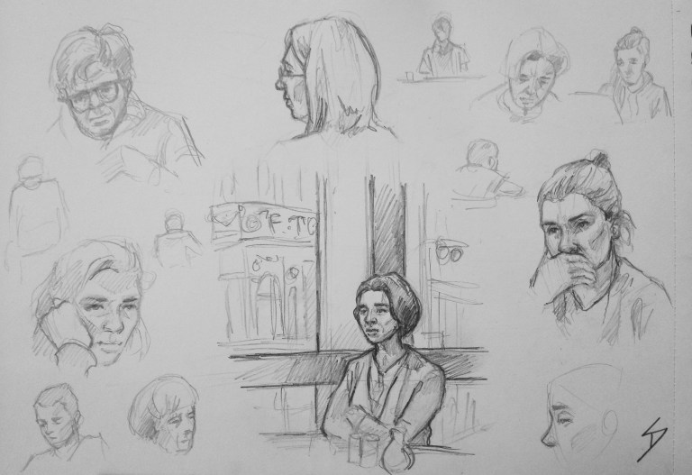 Quick Sketch 3. 'Cafe Nona, Prague.' Relaxing Tuesday afternoon in a cafe in central Prague. sketchbookexplorer.com @davidasutton @sketchbookexplorer Facebook.com/davidanthonysutton #drawing #sketch #prague #travel #travelblog #cafenona