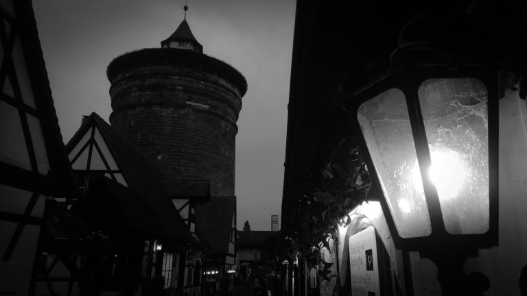 Urban Photo - Nuremberg, Germany. 'Handwerkerhof medieval market.' A recreated medieval market, in the historic town walls of Nuremberg. sketchbookexplorer.com @davidasutton @sketchbookexplorer Facebook.com/davidanthonysutton #photograph #b&w #nuremberg #travel #travelblog #handwerkerhofnuremberg