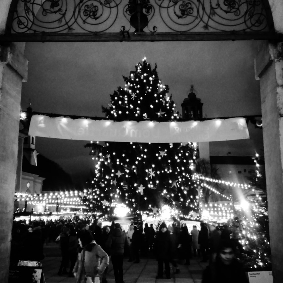 Urban photo - Residenzplatz, Salzburg, Austria. 'Salzburg Christmas Market.' The festive side of Salzburg. sketchbookexplorer.com @davidasutton @sketchbookexplorer Facebook.com/davidanthonysutton #photograph #b&w #salzburg #travel #travelblog #salzburgchristmas