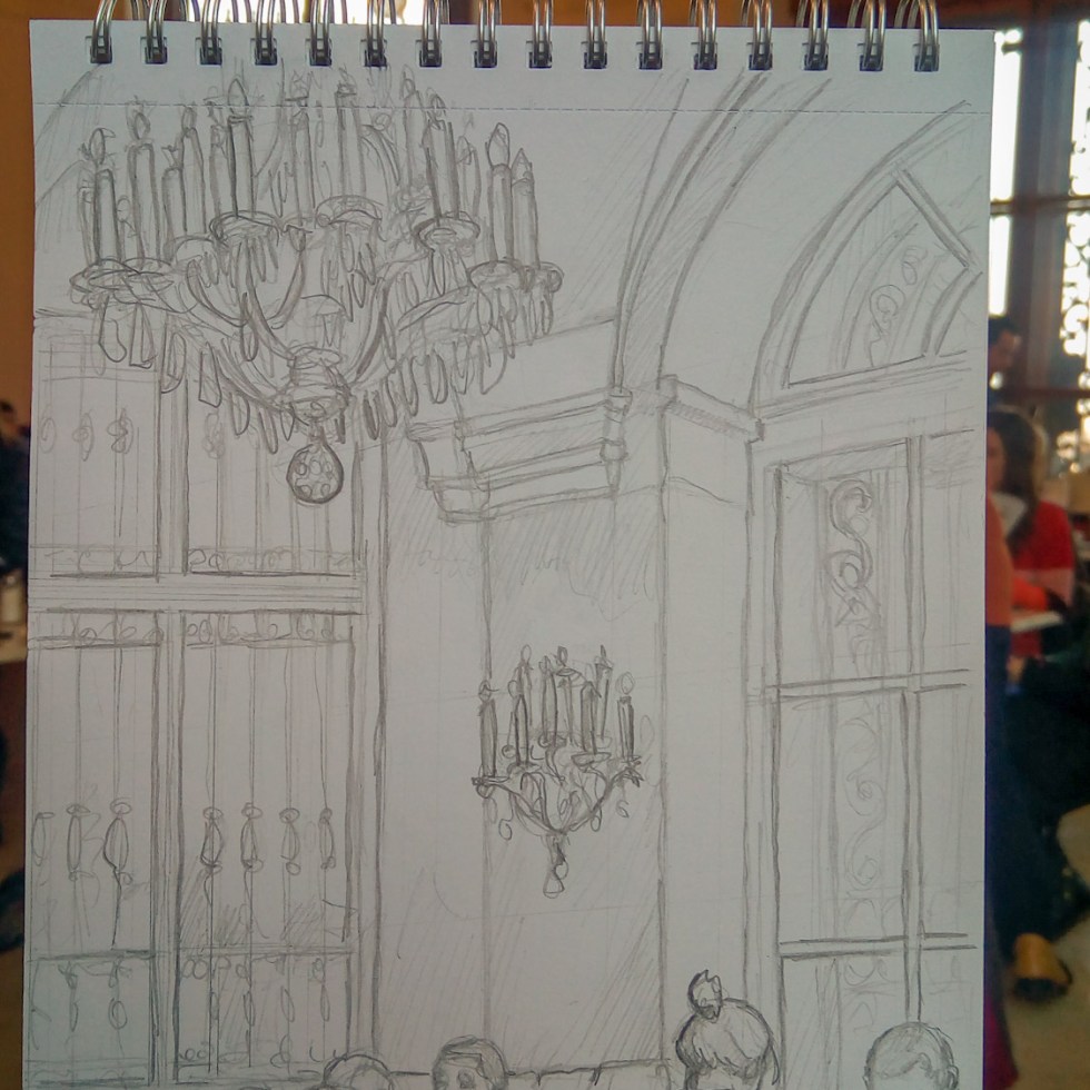 Urban Art Photo - Prinz Eugen-Straße, Vienna, Austria. 'Cafe Menagerie, Belvedere Palace.' This cafe / bistro is located in a wing of the Upper Belvedere - a Baroque 18th century palace. The palace was designed by famed Baroque architect Johann Lucas von Hildebrandt, and the gardens by Dominique Girard, who previously worked on Versailles. sketchbookexplorer.com @davidasutton @sketchbookexplorer Facebook.com/davidanthonysutton #drawing #sketch #vienna #travel #travelblog #cafemenageriebelvedere