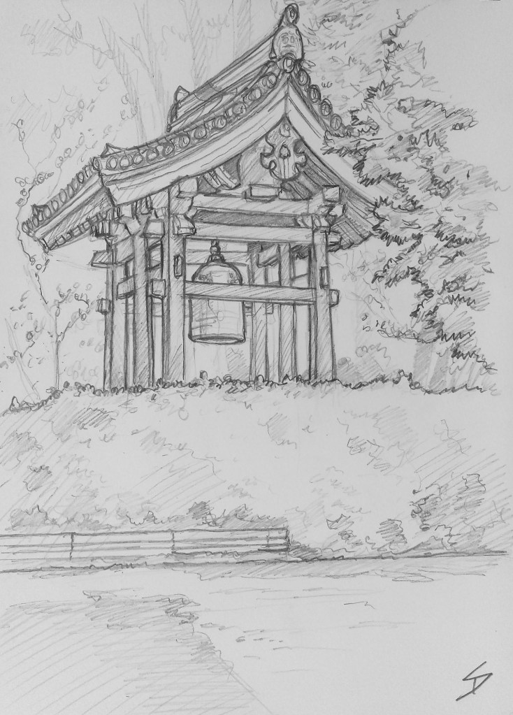 Sketch of Toshodaiji Temple, Nara