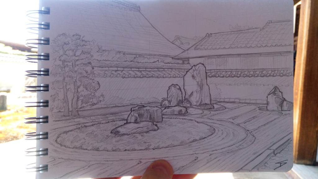 Photos of sketch of Ryogen-in Temple, Kyoto