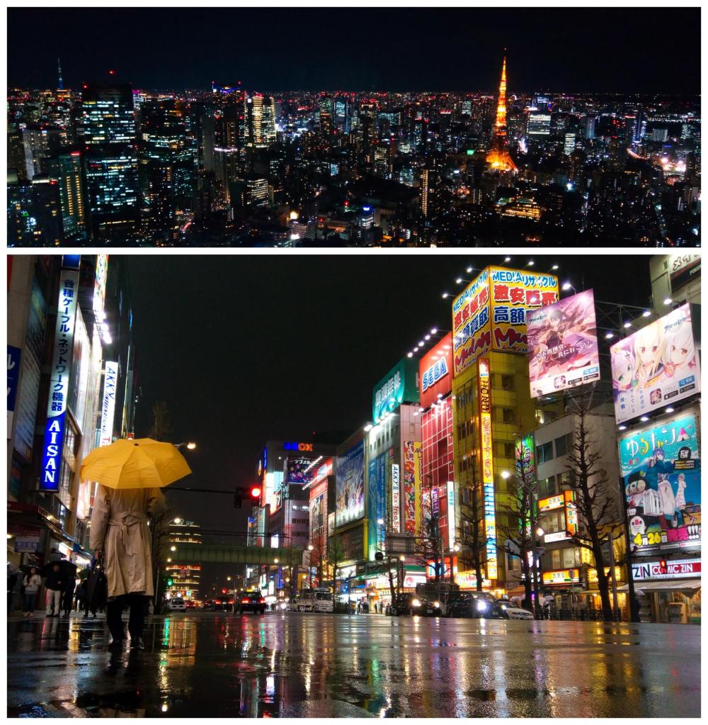 Photos of Night views of Akihabara and of Tokyo