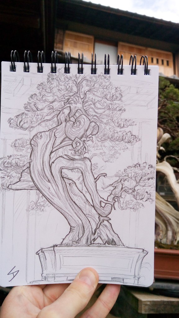 Photo of sketch of Shunka-en Bonsai Museum, Tokyo