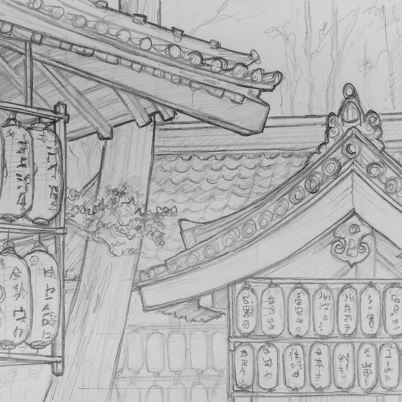 Urban art - Sakyo-Ku, Kyoto, Japan.‘Yagami Shrine.’ This is a typical example of a Shinto shrine. Shinto (Way of the Gods) is Japan’s traditional religion. It is the worship of numerous ‘Kami’ (spirits, gods, divine energy, or spiritual essence). All forms, whether animate or not, such as rivers, trees, animals, rocks, people, even objects can contain Kami. Roughly 80% of the Japanese population currently practices Shinto worship. Shinto’s view of death (‘Kegare’ pollution) and the afterlife closely resembles Ancient Greece’s, with an underworld reminiscent of Hades. This may explain why it is not uncommon to blend Shinto with Buddhism, with those brought up from a young age with Shinto practices having a Buddhist funeral. sketchbookexplorer.com @davidasutton @sketchbookexplorer Facebook.com/davidanthonysutton #japan #kyoto #sakyoku #yagamishrine #travel #travelblog #art #sketching #cheeryblossom #cherryblossomseason #cherryblossomjapan