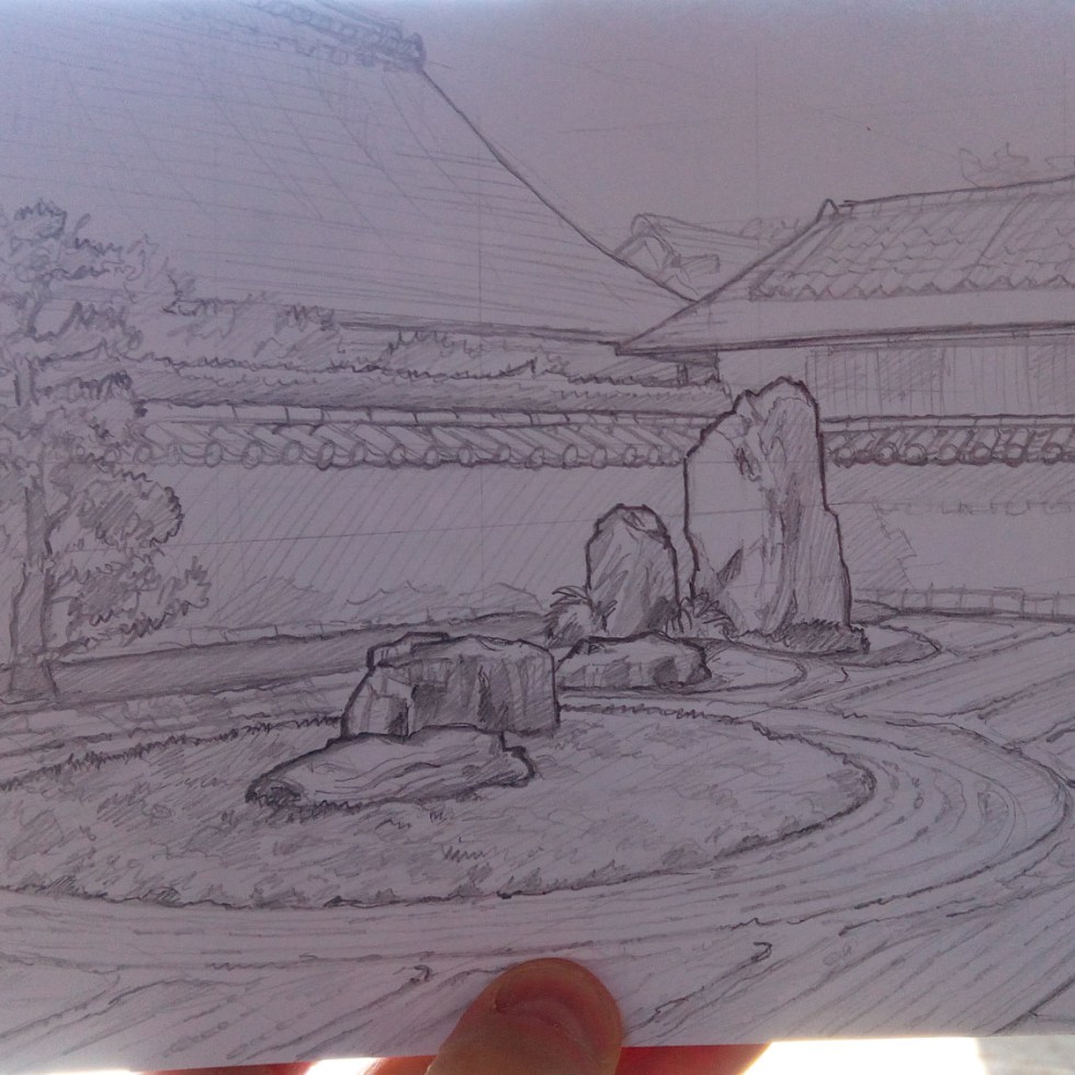 Urban photo art – Murasakino, Kyoto, Japan. ‘Ryogen-in Temple.' Artwork from my latest travel art blog article 'Sakura Japan.' Now online - sketchbookexplorer.com @davidasutton @sketchbookexplorer Facebook.com/davidanthonysutton #sketch #drawing #art #japan #Kyoto #Ryogenintemple #zengarden #meditation #travel #travelblog #cherryblossom #cherryblossomseason #cherryblossomjapan