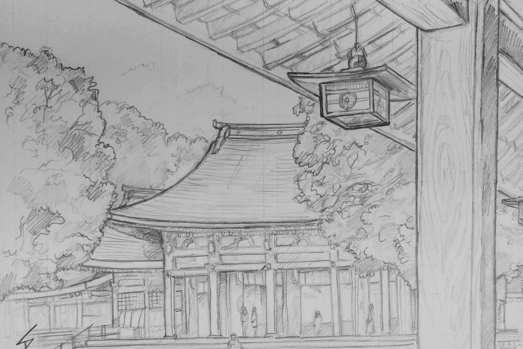 Urban art – Shibuya, Tokyo, Japan. ‘Meiji Shrine.‘ Artwork from my travel art blog article 'Sakura Japan.' sketchbookexplorer.com @davidasutton @sketchbookexplorer Facebook.com/davidanthonysutton #sketch #drawing #art #japan #tokyo #meijishrine #samurai #meiji #travel #travelblog #cherryblossom #cherryblossomseason