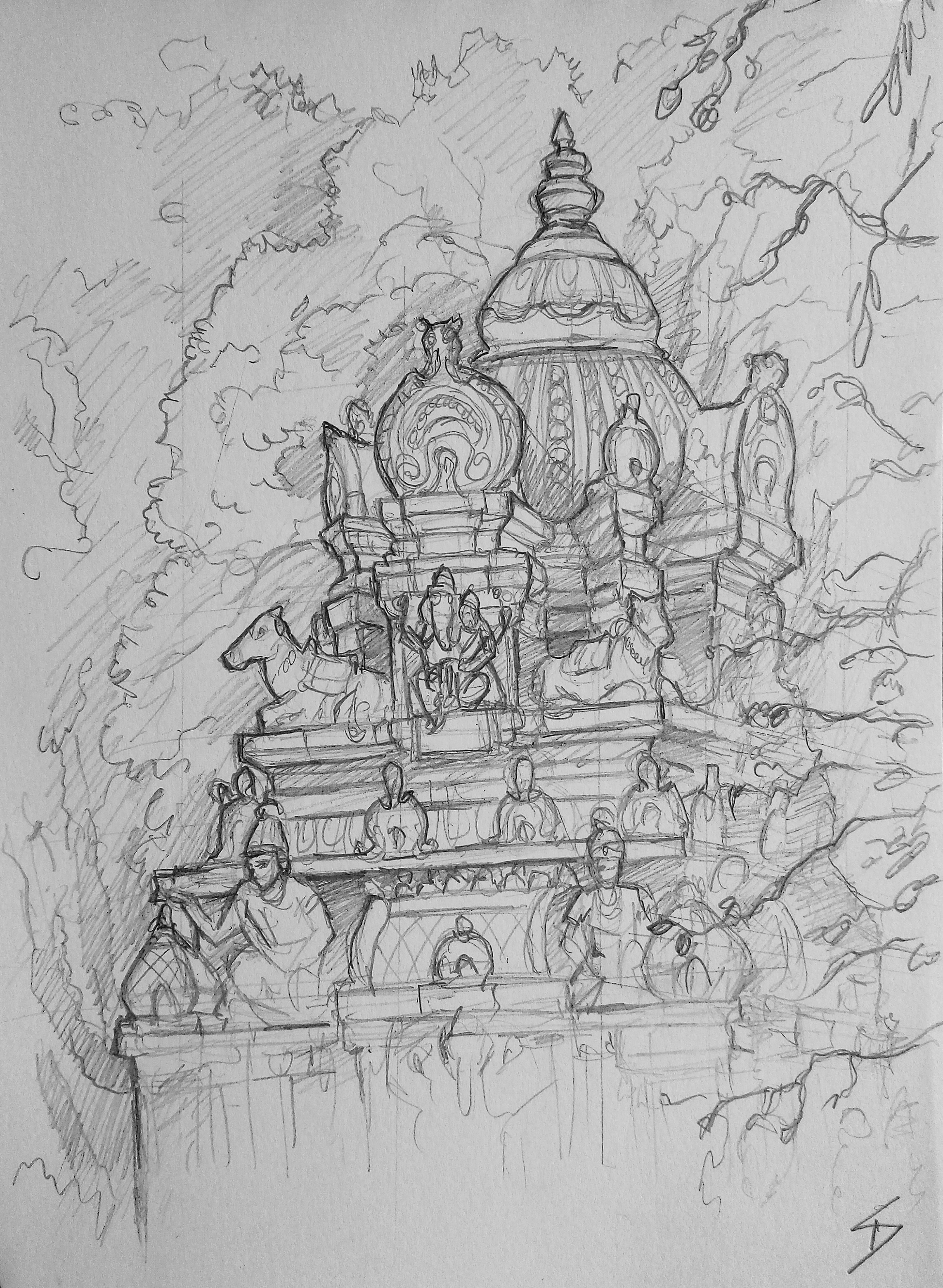 Urban art – Bull Temple Road, Basavanagudi, Bengaluru, Karnataka, India. ‘Dodda Ganesha Temple.' The elephant-headed god Ganesh is, amongst other things, considered a deity patron of the arts and learning. Ganesh is also connected with new beginnings, and is often invoked before religious ceremonies and even artistic events. sketchbookexplorer.com @davidasutton @sketchbookexplorer Facebook.com/davidanthonysutton #sketch #drawing #art #bangaluru #karnataka #temple #hindutemple #bulltemplebengaluru #hindu #travel #travelblog #india