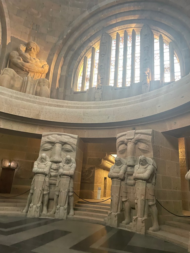 Photo of Leipzig, and the interior of theMonument to the Battle of Nations